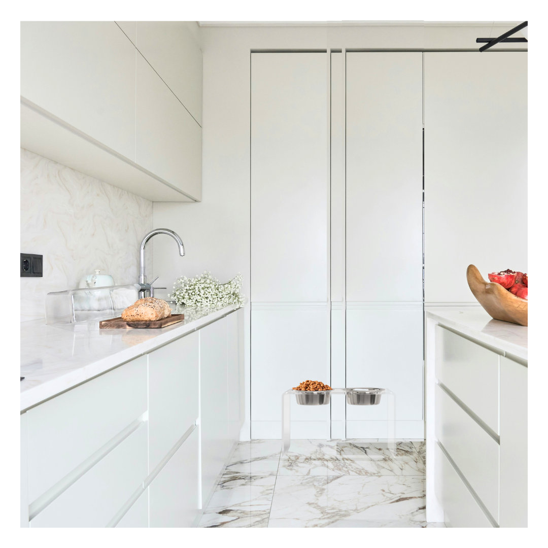 Tall Clear Elevated Feeder with Bowls